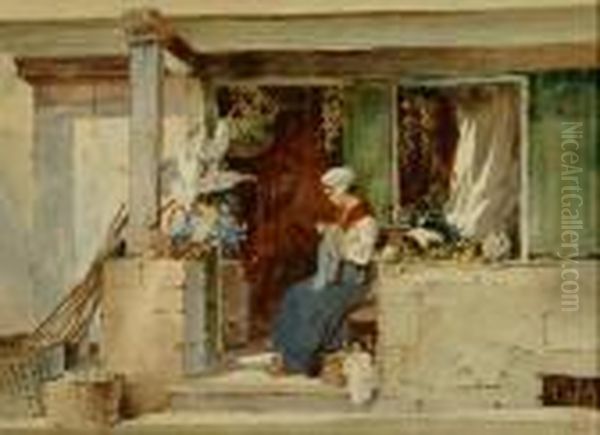 The Old Shop Door Oil Painting by Percy Lancaster