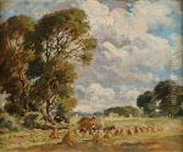 Harvesting Oil Painting by Percy Lancaster