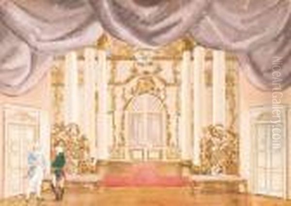 Projet De Decor De Theatre Oil Painting by Evgeni Alexandrovich Lanceray