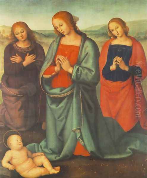 Madonna with Saints Adoring the Child Oil Painting by Pietro Vannucci Perugino