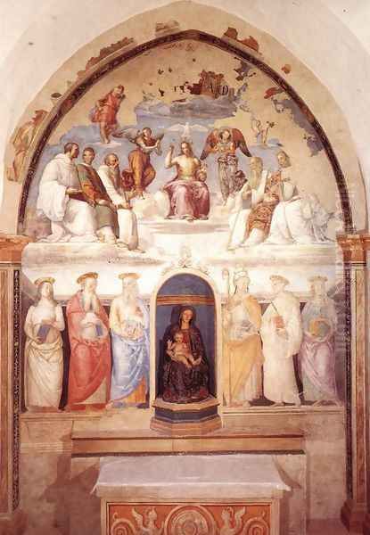 Trinity and Six Saints Oil Painting by Pietro Vannucci Perugino