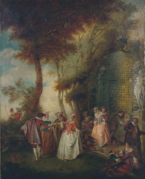 La Danse Dans Un Pavillon Oil Painting by Nicolas Lancret