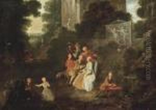 A Fete Champetre Oil Painting by Nicolas Lancret