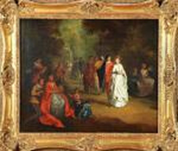 Assemblee De Personnages Dans Un Parc Oil Painting by Nicolas Lancret