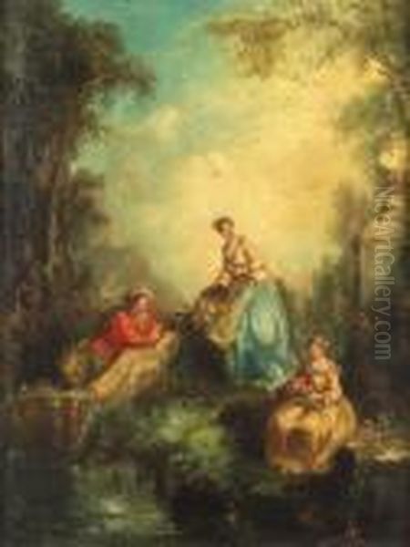 Scene Galante Dans Un Parc Oil Painting by Nicolas Lancret