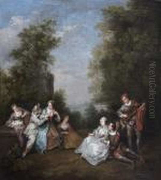 Conversation Galante Dans Un Parc Oil Painting by Nicolas Lancret