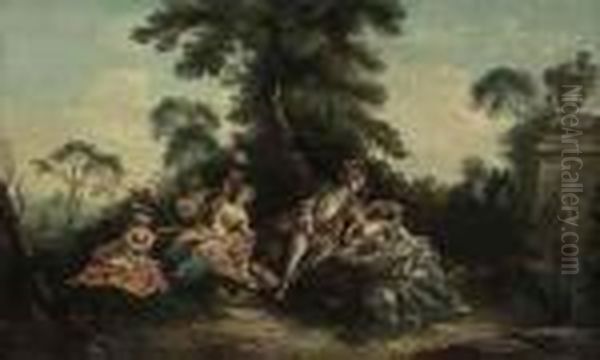 A Fete Champetre Oil Painting by Nicolas Lancret