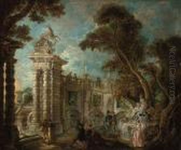 A Fete Champetre Oil Painting by Nicolas Lancret