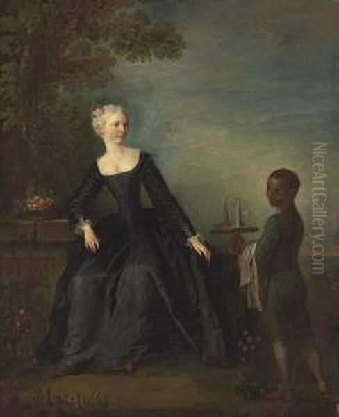 A Lady With Her Page Oil Painting by Nicolas Lancret