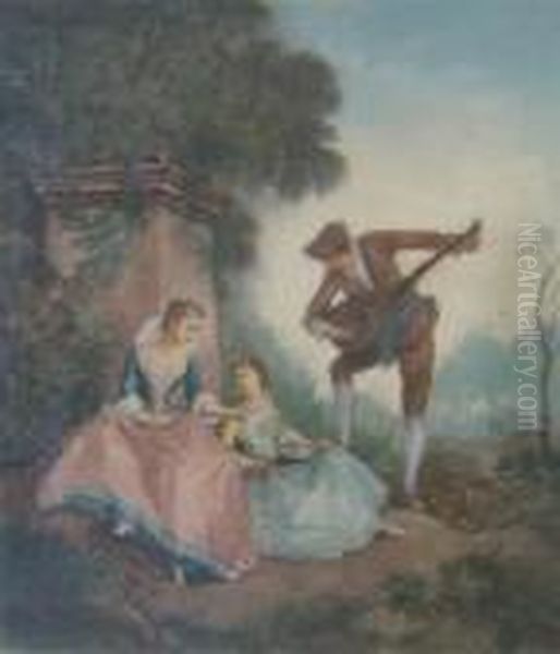 A Musical Party In A Garden Oil Painting by Nicolas Lancret