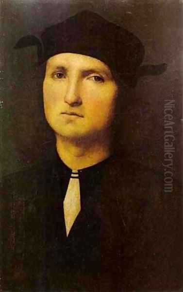 Portrait Of A Young Man 1495 1500 Oil Painting by Pietro Vannucci Perugino