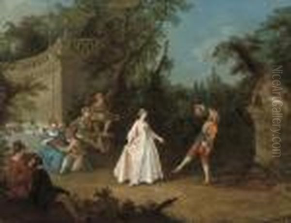 A Fete Champetre Oil Painting by Nicolas Lancret