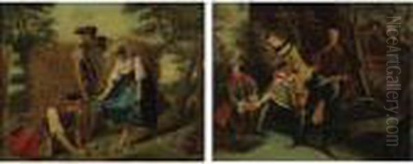 Winter 
And
 Autumn: A Pair Of Paintings Oil Painting by Nicolas Lancret