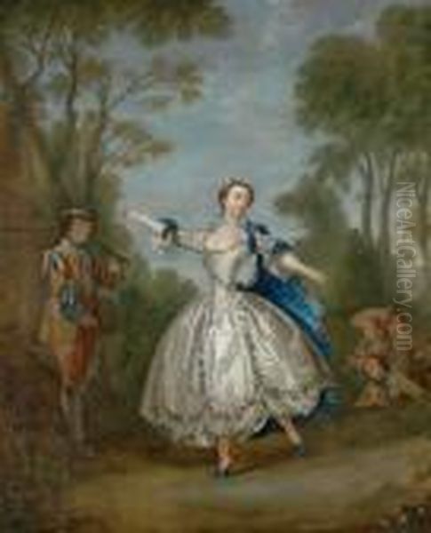 Ballerina And Musicians Oil Painting by Nicolas Lancret