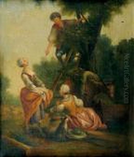 La Cueillette Des Cerises Oil Painting by Nicolas Lancret