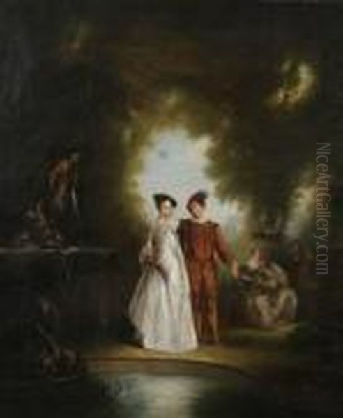 Conversation Galante Oil Painting by Nicolas Lancret