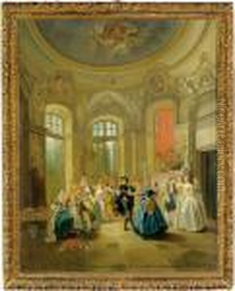 Une Fete Galante Oil Painting by Nicolas Lancret