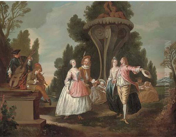 A Fete Champetre Oil Painting by Nicolas Lancret