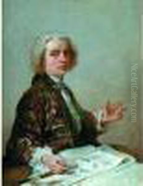 Portrait De L'architecte La Guespiere Oil Painting by Nicolas Lancret