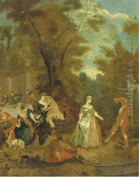 A Fete Champetre Oil Painting by Nicolas Lancret