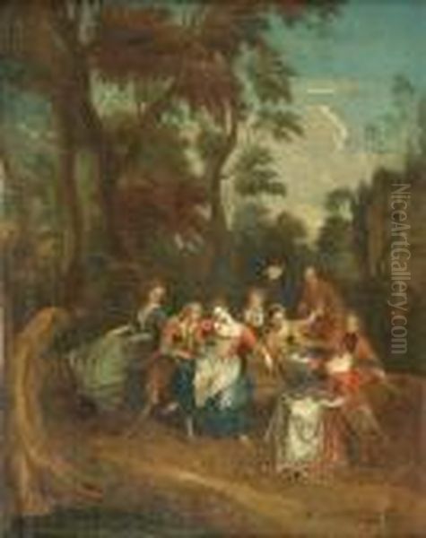 Fete Galante Oil Painting by Nicolas Lancret