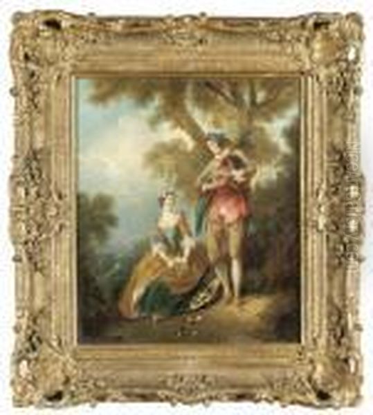 A Fete Galante Oil Painting by Nicolas Lancret