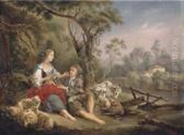 The Amorous Shepherd Oil Painting by Nicolas Lancret