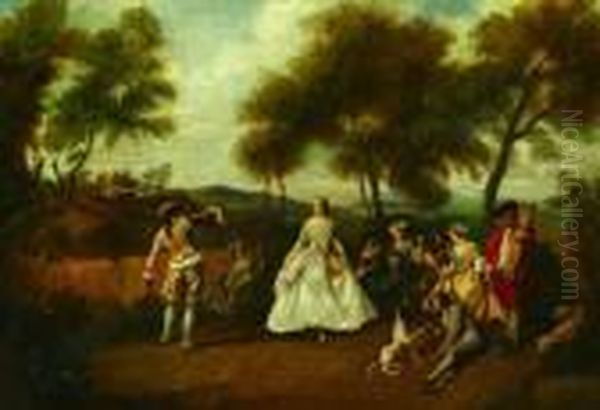 The Coquettish Dance In The Woods Oil Painting by Nicolas Lancret