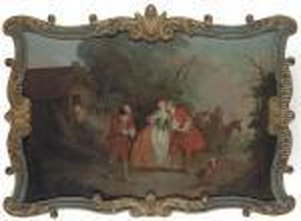 A Fete Galante Oil Painting by Nicolas Lancret