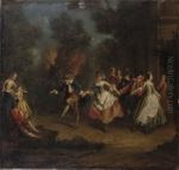 An Elegant Company Celebrating The Festival Of Saint Jacques Oil Painting by Nicolas Lancret