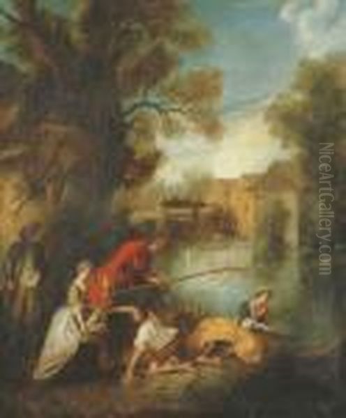 'l'eau' Oil Painting by Nicolas Lancret