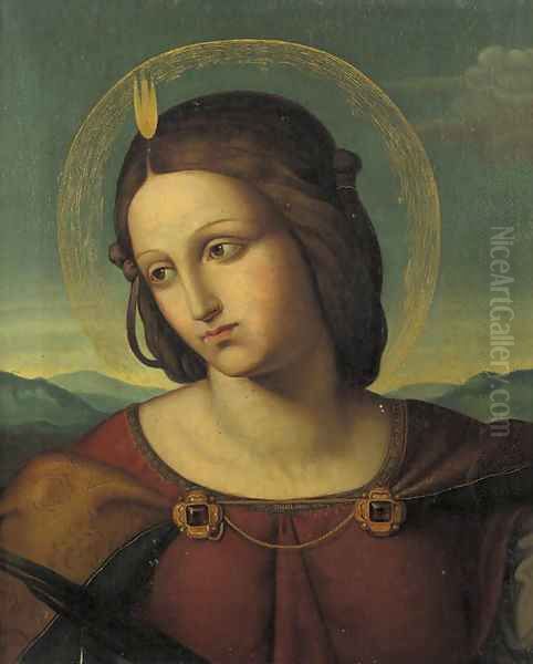 A female Saint Oil Painting by Pietro Vannucci Perugino