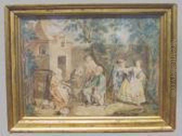 Initialed Indistinctly In Pencil (lr) Oil Painting by Nicolas Lancret