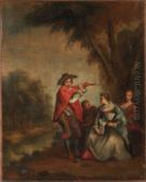 A Fte Champtre Oil Painting by Nicolas Lancret