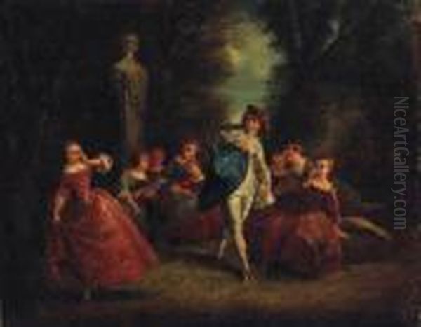 A Fete Champetre Oil Painting by Nicolas Lancret