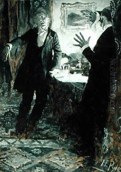 He Put the Glass to his Lips and Drank at one Gulp, from Dr. Jekyll and Mr. Hyde by Robert Louis Stevenson 1850-94, American edition, published 1895 Oil Painting by Howard Pyle