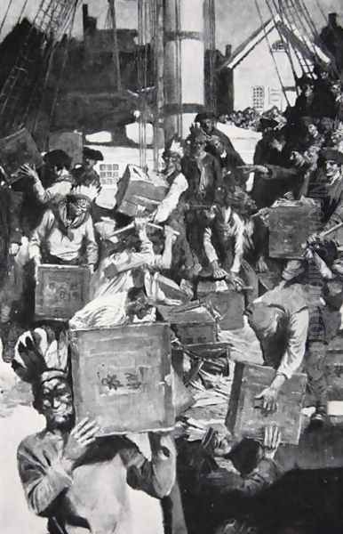 The Boston Tea Party, illustration from Harpers Magazine, 1901 Oil Painting by Howard Pyle