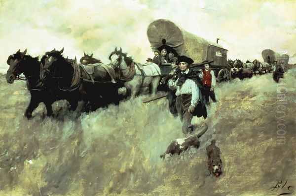 The Connecticut Settlers Entering the Western Reserve Oil Painting by Howard Pyle