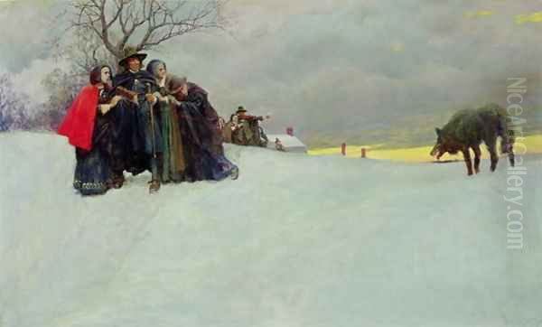 A Wolf Had Not Been Seen in Salem for Thirty Years, 1909 Oil Painting by Howard Pyle