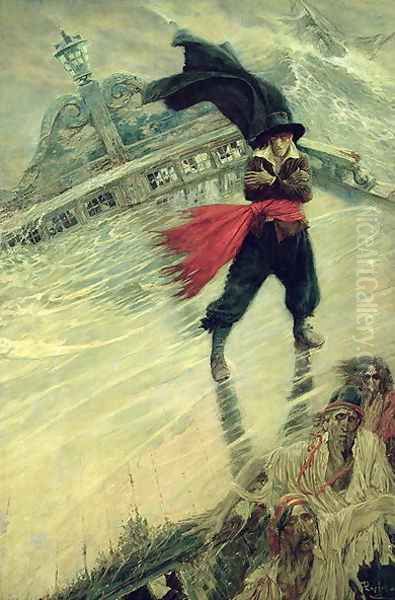 The Flying Dutchman, published in Colliers Weekly, December 8, 1900 Oil Painting by Howard Pyle