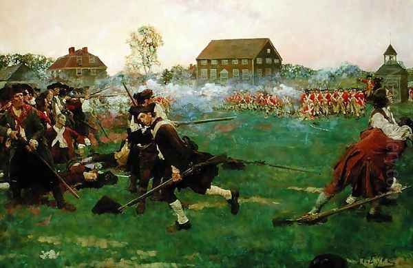 The Fight on Lexington Common, April 19, 1775, from 'The Story of the Revolution by Woodrow Wilson 1856-1924, published in Scribners Magazine, January 3, 1898 Oil Painting by Howard Pyle