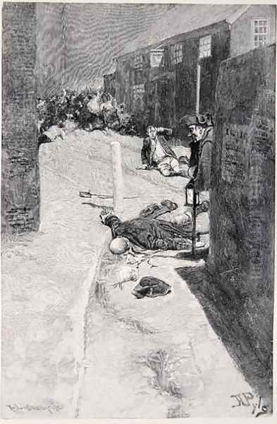 Barbarously murdered the first grievously wounded soldier Oil Painting by Howard Pyle