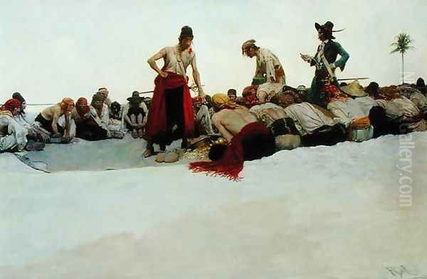 So the Treasure was Divided, from The Fate of Treasure Town by Howard Pyle, published in Harpes Monthly Magazine, December 1905 Oil Painting by Howard Pyle