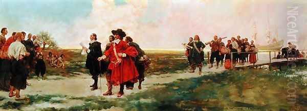 The Landing of Carteret in New Jersey Oil Painting by Howard Pyle