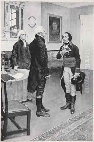 Citizen Genet formally presented to Washington, April 19th 1793 Oil Painting by Howard Pyle