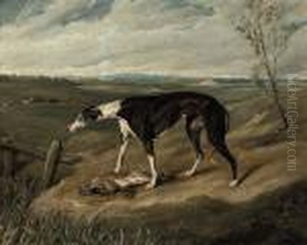 A Greyhound With A Hare Oil Painting by Landseer, Sir Edwin