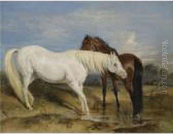 Portrait Of An Arab Mare With Her Foal Oil Painting by Landseer, Sir Edwin