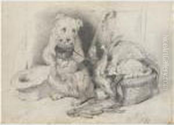 A Begging Terrier Oil Painting by Landseer, Sir Edwin