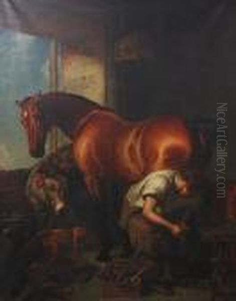 At The Forge Oil Painting by Landseer, Sir Edwin