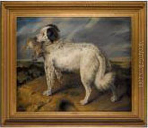 The Champion; Venus, A Landseer Newfoundland With A Rabbit Oil Painting by Landseer, Sir Edwin